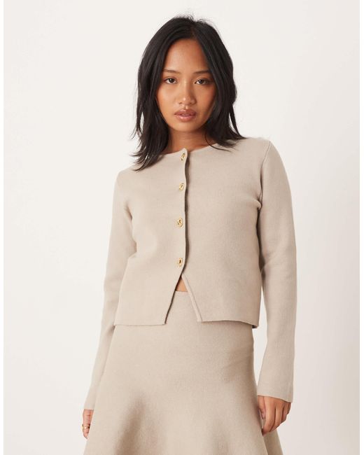 Vila Natural Structured Knit Cardigan Co-ord