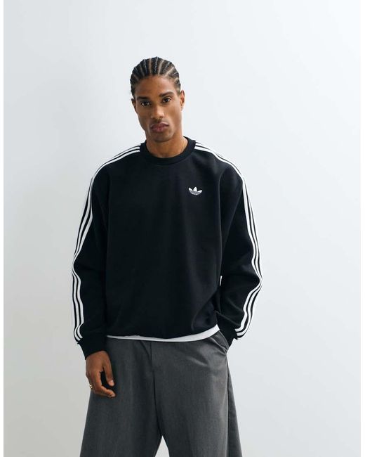 Adidas Originals Black Three Stripe Sweatshirt for men