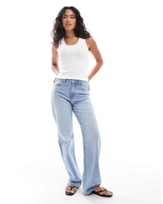 Canotta Bianca A Coste Con Scollo Rotondo di ASOS in White