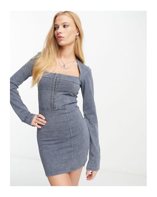chiffon sleeve hook & eye bodycon dress