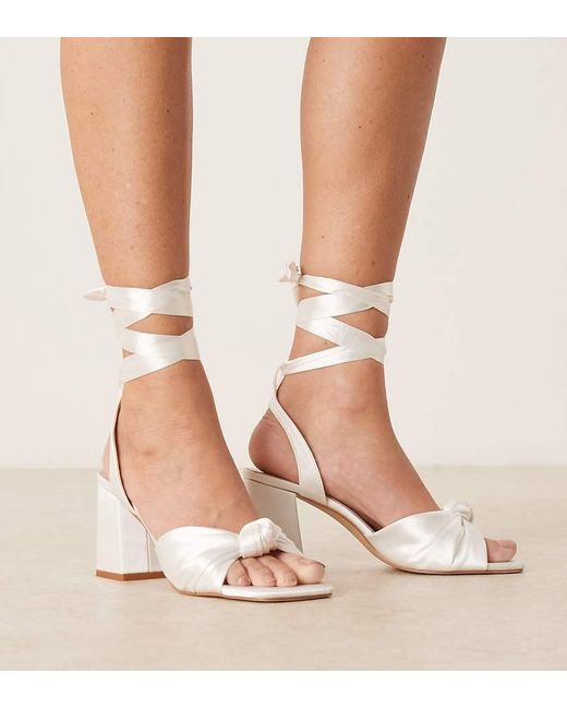 Be Mine Wide Fit White Caralina Plisse Block Heeled Sandals