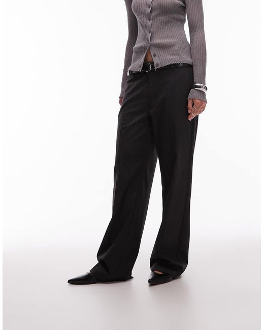 Pantalones De Sastre Grises De Talle Alto Y Corte Masculino Con Raya Diplomática De ASOS de color Gray