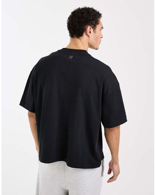 4505 Black Heavyweight Cotton Boxy Oversized Drop Shoulder T-shirt With Quick Dry Finish for men