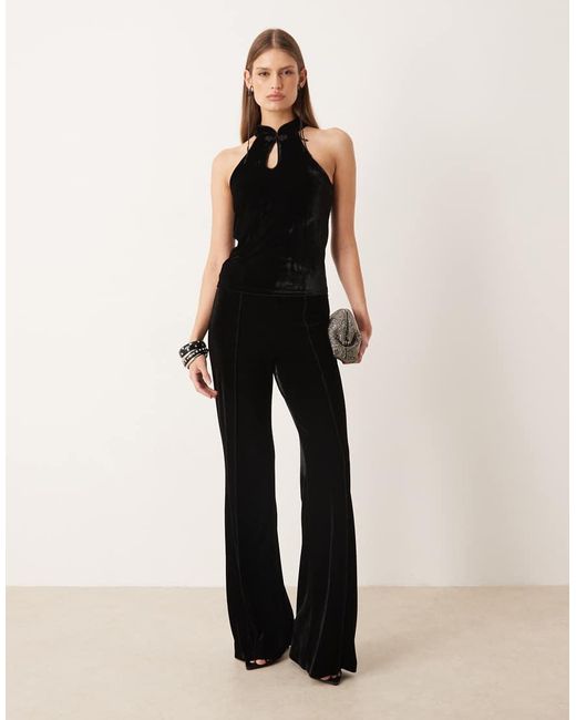 Mango Black Velvet Cut Out Top Co-ord