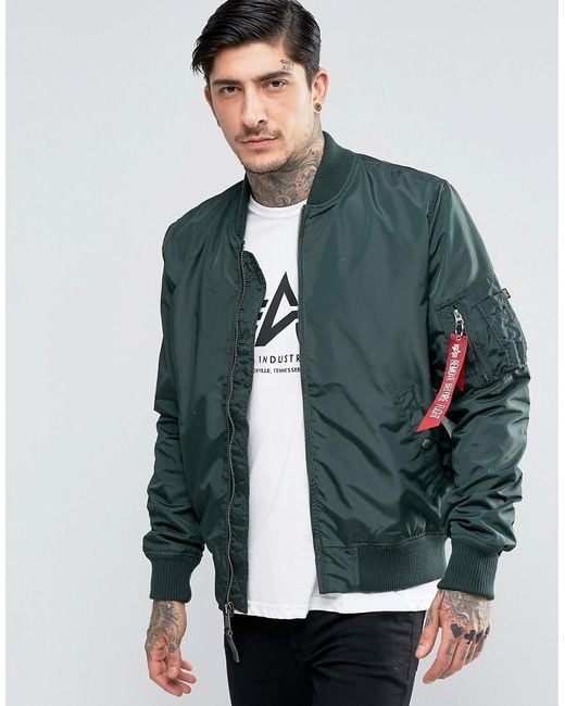 Alpha Industries Blue Ma-1 Bomber Jacket Slim Fit In Dark Petrol for men