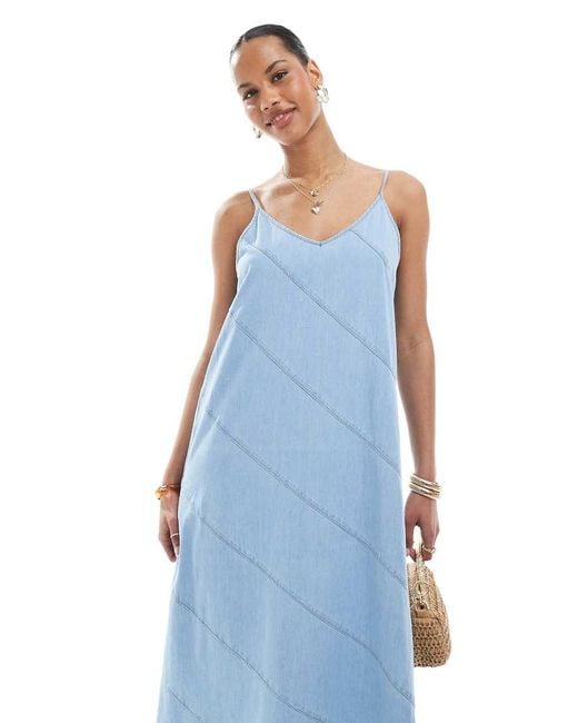 ONLY Blue Chambray Denim Midaxi Cami Dress