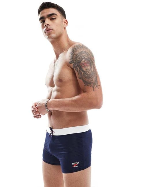 Speedo White Swim Bottoms Solid Square Leg Aquashorts for men
