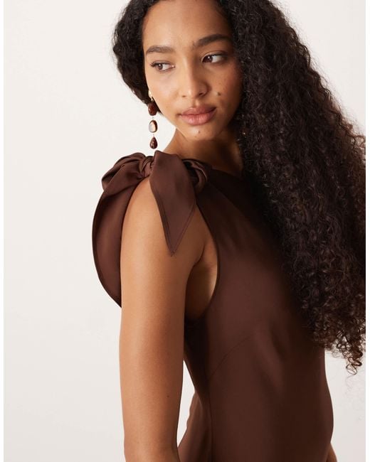 Mango Women's Brown Asymmetric A-Line Dress - hulwithkids.com