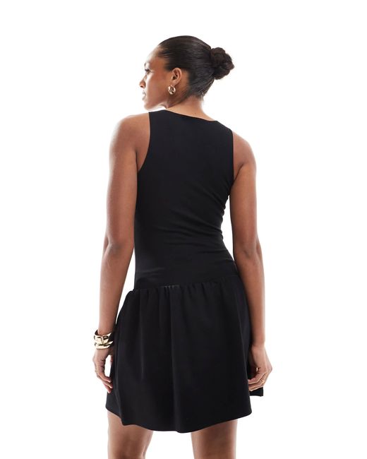 4th & Reckless Black Sleeveless Racerneck Drop Waist Mini Dress