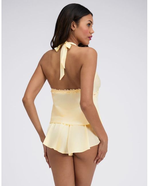 Boux Avenue Natural Carly Halter Satin Short Pyjama Set Halter Top And Shorts Pj