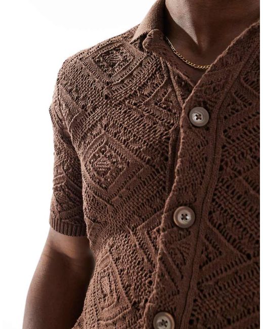 Camicia Traforata di Only & Sons in Brown da Uomo