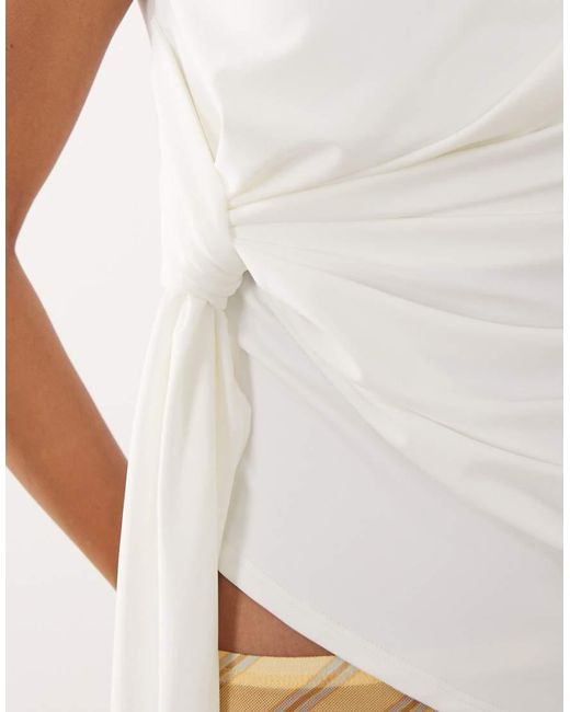 ASOS White Grown On Neck Sleeveless Top With Tie Detail
