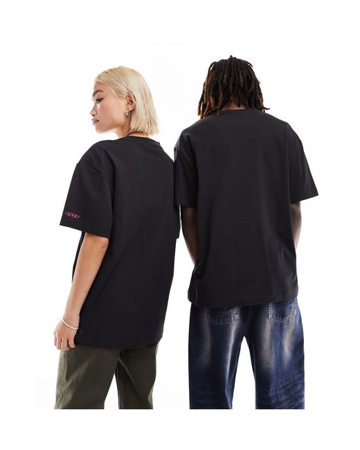 Camiseta negra extragrande unisex con estampado gráfico exclusiva en asos Weekday de color Black