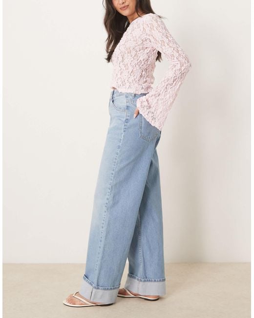 ASOS Blue Loose Jean With Deep Turn Up Cuff