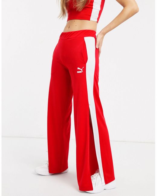 PUMA Wide Leg Pants in Red Lyst