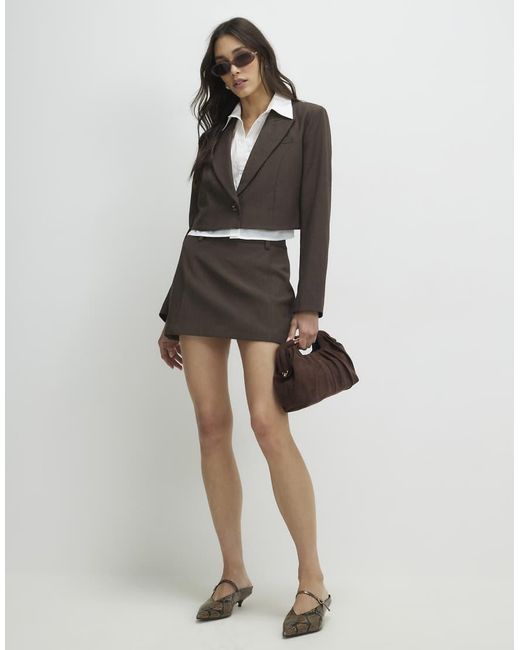 River Island Gray Hybrid Cropped Blazer