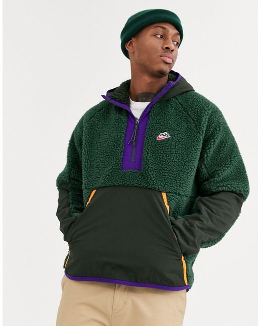 Nike Winter Sherpa Half-zip Hoodie in Green for Men | Lyst UK