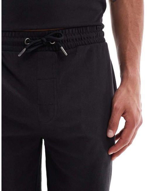 Brave Soul Black Cotton-blend T-shirt And Shorts Set