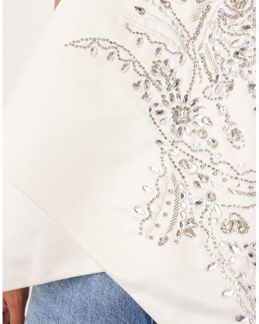 ARRANGE White Embellished Bandeau Square Cut Top