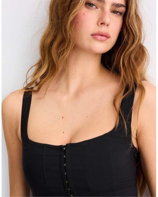 Stradivarius Black Corset Top With Straps