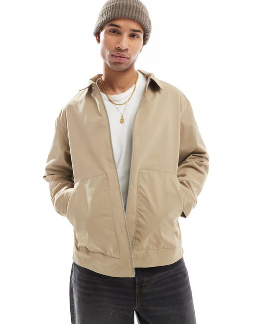 Jack & Jones – harrington-jacke aus twill in Natural für Herren