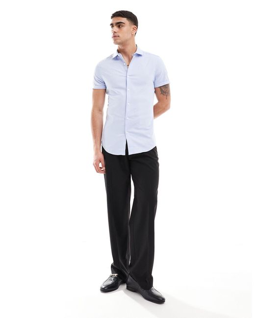 ASOS White Skinny Fit Royal Oxford Shirt With Cutaway Collar for men