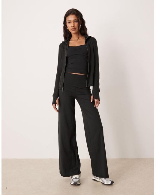 Hollister Black Gilly Hicks Ultra High Rise Wide Leg Trousers With Internal Back Pocket Co-Ord