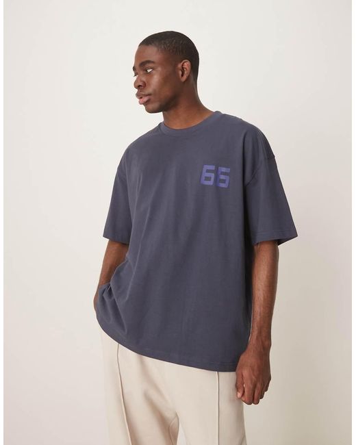 Camiseta Azul Marino Extragrande Con Estampado Gráfico De Dragón De ASOS de hombre de color Blue