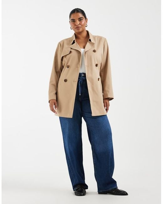 ONLY Blue Belted Short Trench Coat