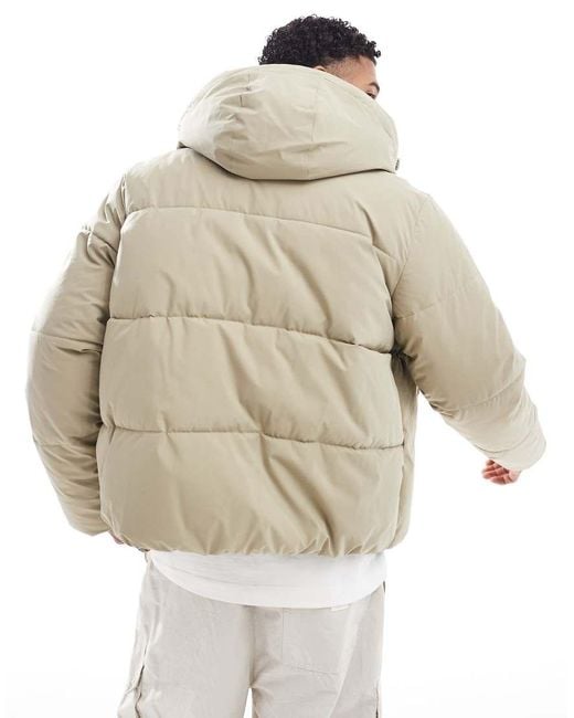 Jack & Jones White Oversized Boxy Puffer Jacket for men