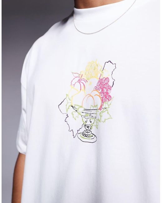 Camiseta Blanca Extragrande Con Estampado Gráfico Veraniego De ASOS de hombre de color White