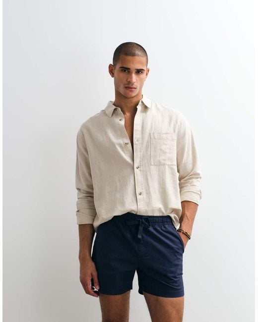 ASOS White Slim Short Length Linen Blend Shorts for men