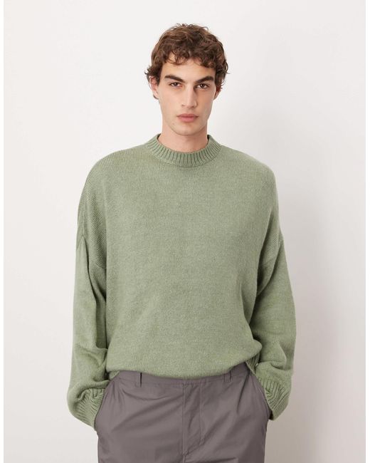 Pull coupe carrée ultra oversize en maille avec col ras ASOS pour homme en coloris Green