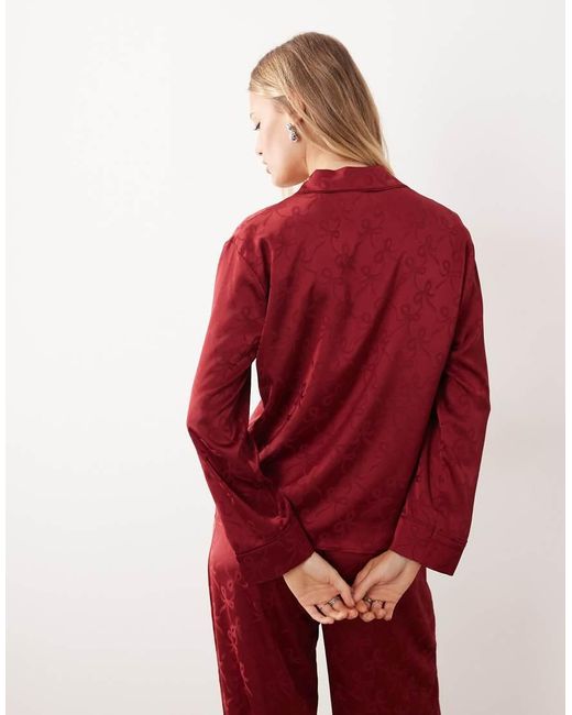 Sister Jane Red Dita Satin Pyjama Shirt Co-ord