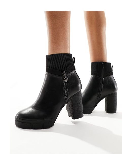 River Island Black Heeled Boot With Side Zip