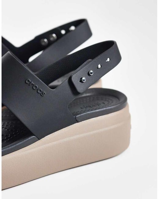 CROCSTM Black Brooklyn Low Wedge Sandals