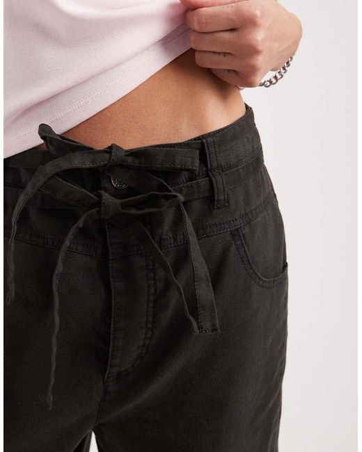 ASOS White baggy Pants With Tie Detail
