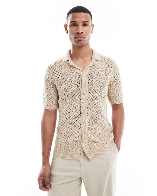 Only & Sons Opengebreid Overhemd in het Natural voor heren