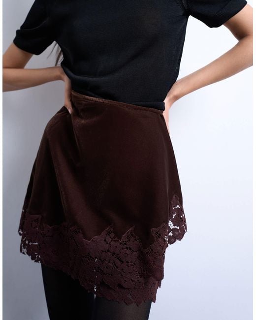 TOPSHOP Black – asymmetrischer minirock aus samt