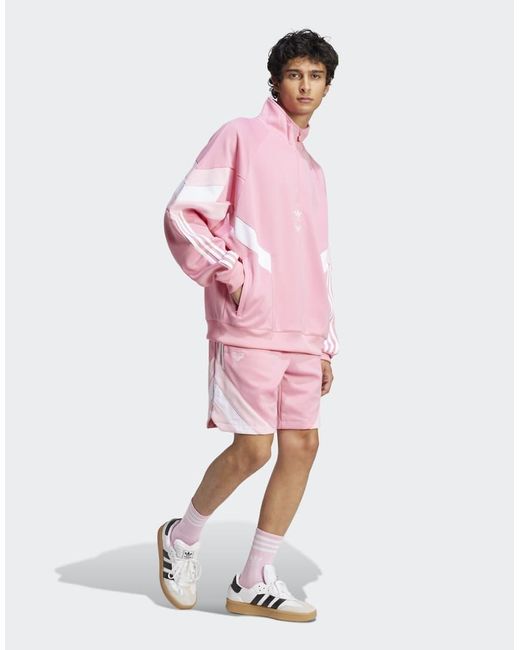 Sudadera Rosa Claro Con Cuello Redondo, Media Cremallera Y Diseño Del Inter Miami Cf De Adidas Originals de hombre de color Pink