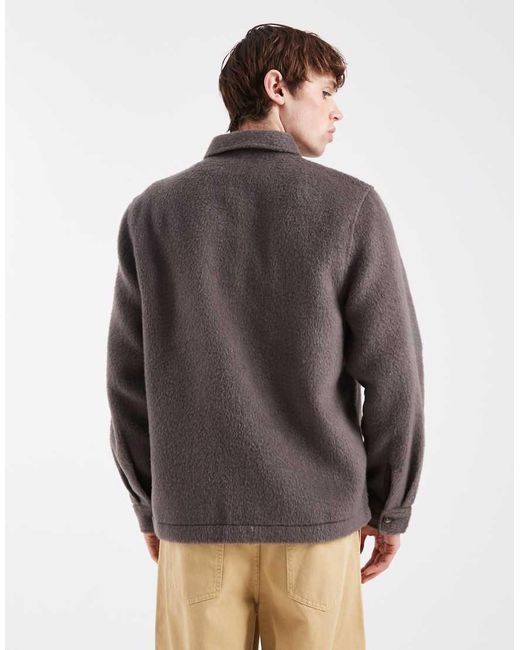 ASOS Gray Brushed Wool Look Overshirt for men