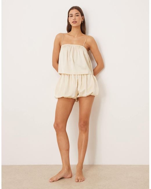 ASOS Natural Satin Bloomer Pyjamas