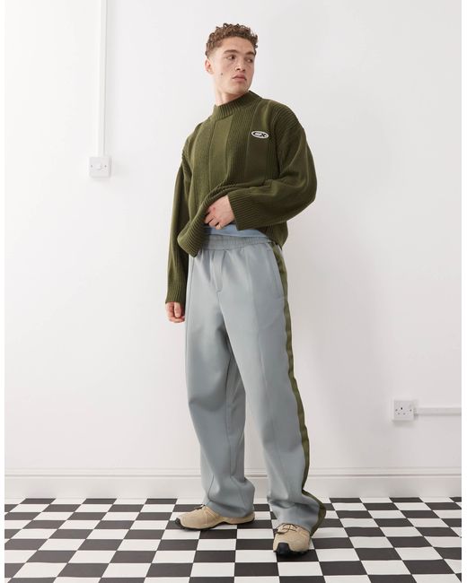 The Ragged Priest Gray Skate Fit joggers With Side Stripe for men