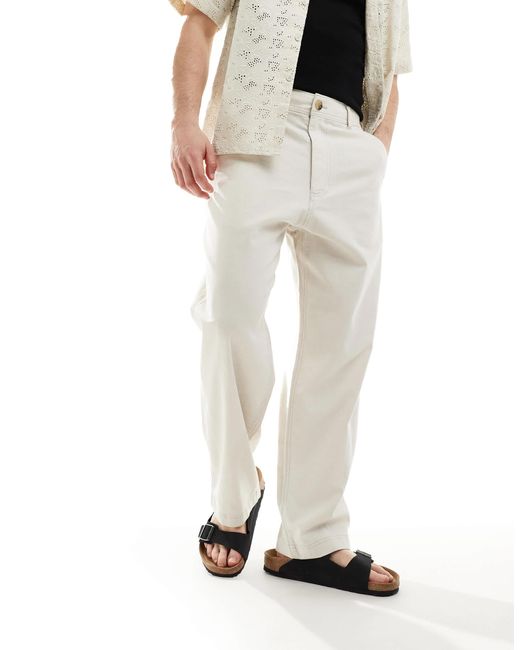 Hollister – weite hose aus leinen in Natural für Herren