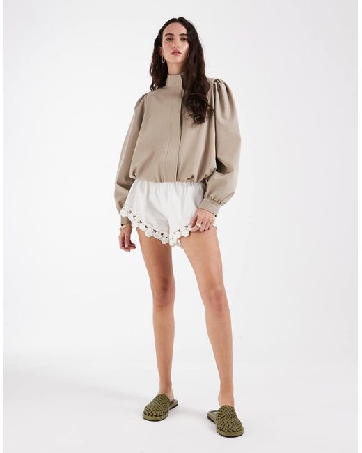 ASOS Natural Tailored Blazer With Bubble Hem