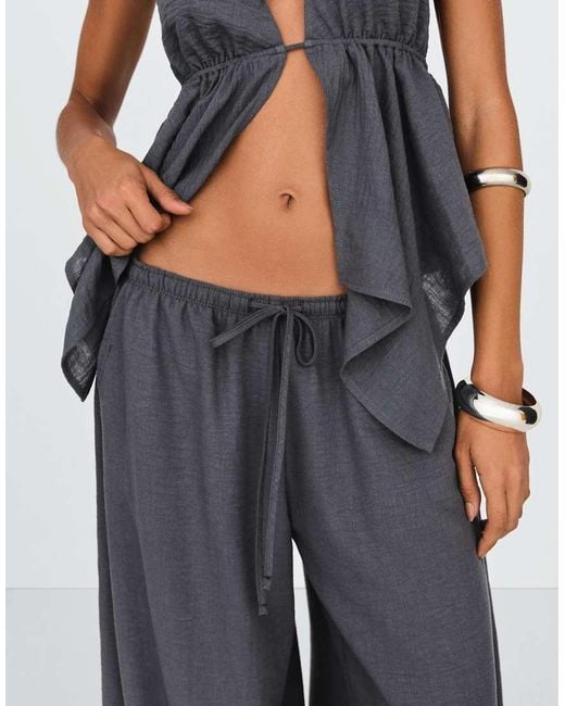 Bershka Gray Rustic Sarouel Trousers