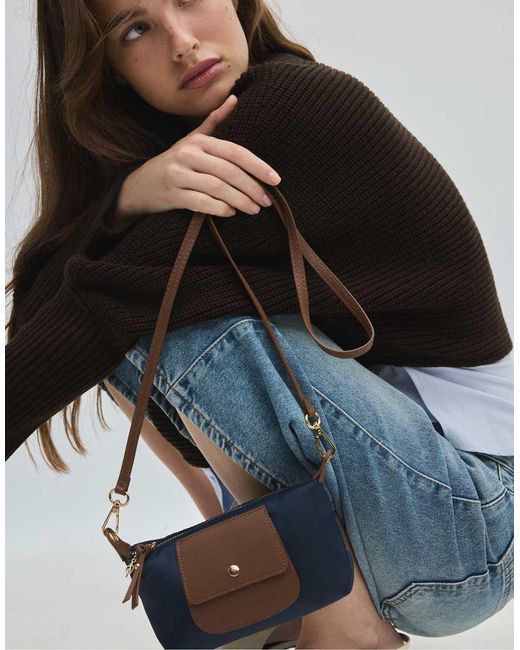 Stradivarius Blue Contrast Mini Bag