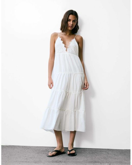 Pull&Bear White – midikleid
