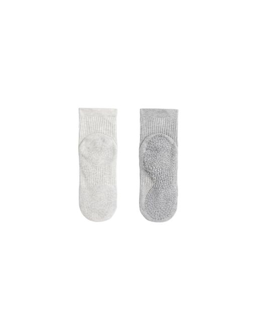 Oysho White 2 Pairs Of Padded Cotton Quarter Yoga And Pilates Socks