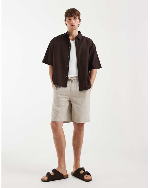 Blend Multicolor Cotton-linen Regular Fit Drawstring Waist Shorts for men